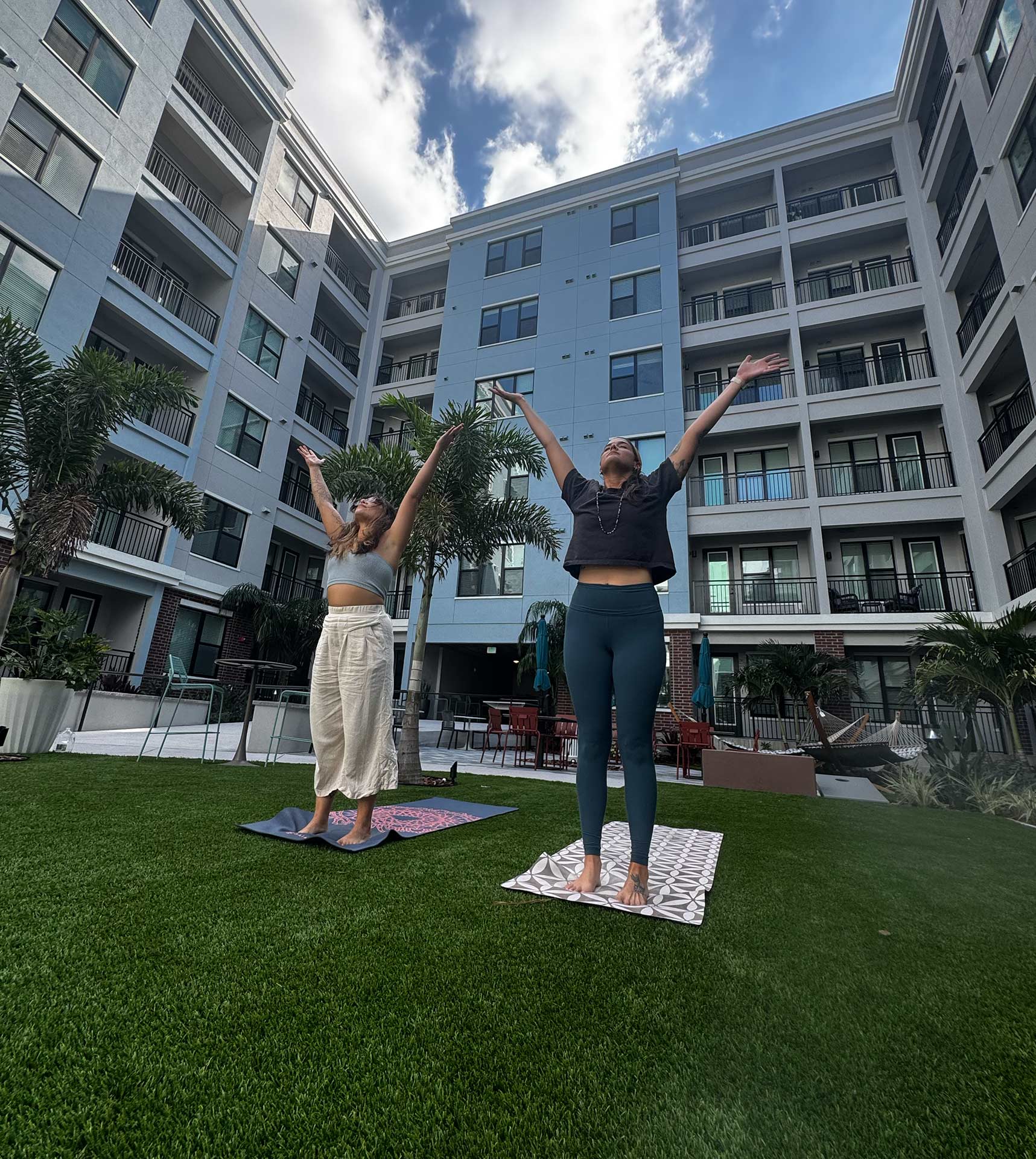 Courtyard yoga at 7th & Oak